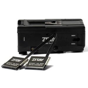 ZITAY CFast to SSD 어댑터, 듀얼 Mini 2.5인치 메모리 카드 브로드캐스트와 URSA 2.0 컨버터, 포함 4.6K 4TB V Blackmagic 4K 마운트 호환 SATA3 플레이트 배터리