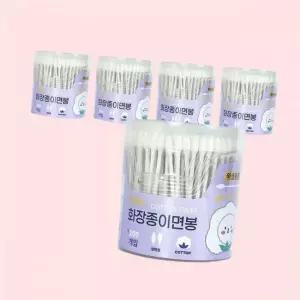 이지앤 화장종이면봉 200P 원통 5개 원통면봉 멸균면봉 종이면봉 메이크업 면봉 4380201