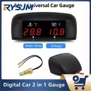 디지털 2 in 1 게 수온계 + 전압계 수온 센서 10mm 자동차 트럭 오토바이용 12V 24V