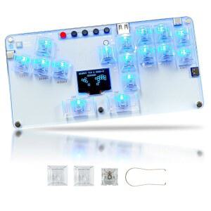 Stickless Arcade Controller 16Keys Fight Stick Game Leverless Support 3 Turbo PC/Android/Switch/PS3/PS4/Steam, Mini for Ports, RGB Fighting with TYPE-C Custom SOCD & Keyboard