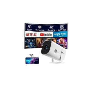 내장 애플리케이션 미니 프로젝터 4K 지원 200인치 TV 자이언트 휴대용 스틱/휴대폰/HDMI/PC와 영화 스크린 블루투스 야외 ANSI 호환되는 500 5.2 루멘,