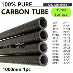 1개 광택 트윌 3K 풀 카본 파이버 튜브 길이 1000mm 직경 RC 모델 비행기 부품 DIY 용도