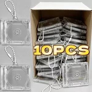 미니 CD 키체인 앨범 케이스 플라스틱 대량 투명 DVD 커버 쥬얼 음악 블랭크 홀더 펜던트 DIY 걸이용