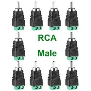 10pcs 포노 RCA 수 플러그 나사 고정 터미널 오디오/비디오 스피커 와이어 솔더리스 어댑터 커넥터 발룬