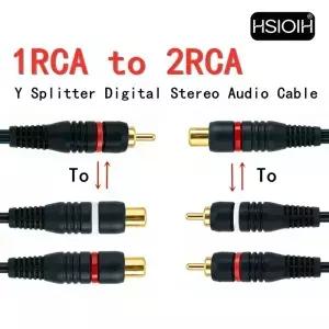 RCA Y어댑터 1 남성여성남성 숏 Y 스플리터 디지털 스테레오 오디오 케이블 서브우퍼 자동차 홈시어터용