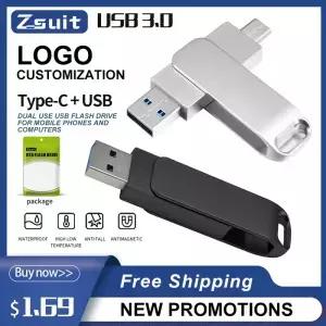 10개 이상 로고 제공 금속 타입C 플래시 드라이브 4G 8G 32G 16G 64G 방수 USB 펜드라이브 휴대용 메모리