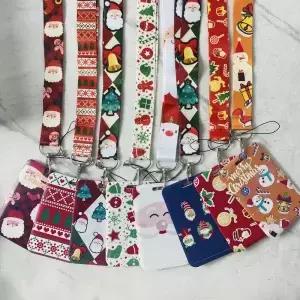 크리스마스 넥 스트랩 매는 밧줄 키 체인 홀더 ID 신용 카드 패스 액세서리