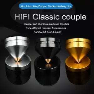ERUMPENT 4PCS HiFi 스피커 스탠드 피트 발 패드 충격 흡수 핀 사운드 박스 용 알루미늄 합금 금속