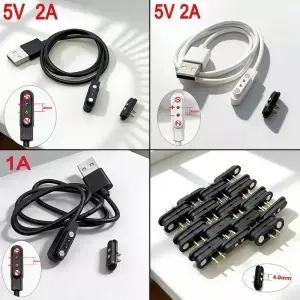 스마트 워치 마그네틱 USB 충전 케이블 남성 여성 포고 핀 커넥터 전원 솔루션 2 접촉 패드 PCB 솔더 1