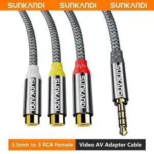 SUNKANDI 3.5mm 3 RCA 어댑터 오디오 비디오 LCD TV HDTV용 케이블