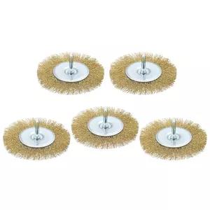 드릴용 리파워 와이어 휠 5pcs 4in 크림프 브러시 섕크 경녹 제거 페인트 구리 도금 탄소강 0.012인치