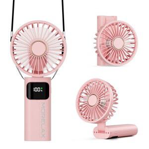 접이식 미니 개인 선풍기, 5200mAh, 180도 홈 가능, 바람, 조절 핸드 포함, 핑크 학교 팬, 속도 1 야외 데스크 IN 3 여행용, LED 디스플레이 6가지 오피스 쿨링