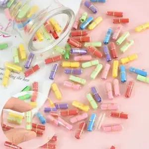 105pcs 메시지 캡슐 편지 사랑 알약 투명 색상 미니 소원 종이 노트 병 웨딩 생일 파티 발렌타인 선물