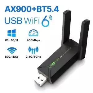 Bluetooth 5.4 AX900 USB WiFi 6 어댑터 2in1 동글 2.4G 및 5GHz 데스크탑 노트북 Win 10/11 5db 안테나