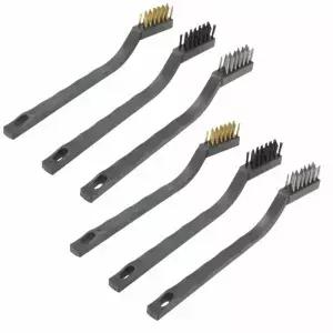 6PCS 금속 및 플라스틱 건설용 와이어 브러쉬 세트 미니 미끄럼 방지 산업용 곡선형 녹 제거 분재