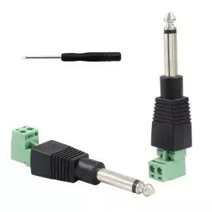 2pcs 6.35mm 1/4 모노 TS 남성 나사 비디오 발룬 터미널 어댑터 마이크 스피커 와이어 케이블 솔더리스