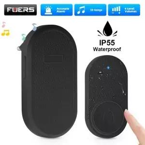 Fuers M558 가정용 무선 초인종 32 노래 방수 버튼 환영 차임 도어 벨 배터리가있는 스마트 알람