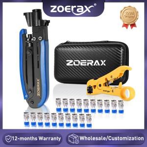 ZoeRax 동축 케이블 크림퍼 도구 키트(와이어 스트리퍼 포함) 20피스 F 커넥터 RG6 RG59 RG11 압축