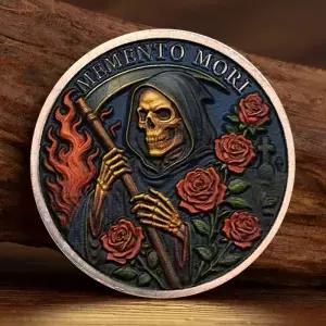 nto Mori Skull Rose 기념 코인금도금 크로우 크로스 수집용 동전 홈 인테리어