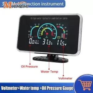3 IN 1 범용 자동차 12V/24V LCD 디지털 트럭 압력 전압 수온 조합 테이블 1/8 NPT 센서