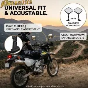 오토바이 백미러 2Pcs 10mm 스즈키 DR 200 250 350 DRZ 400 650 for Motocr Universal