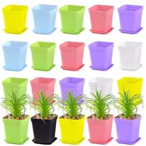 10pcs 7x7cm 플라스틱 사각형 꽃 냄비 커버 정원 발코니 사무실 데스크탑 식물 성장 컨테이너