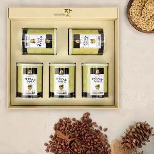 오초록 GPNH_PN009 가평군농협 유기농 가평잣 캔 세트 3호 140g x 5캔, 1set