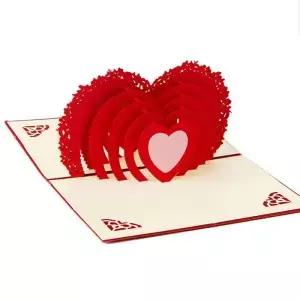 3D 팝업 카드 수 제 사랑 심장 기념일 발렌타인 생일 크리스마스 엽서 결혼식