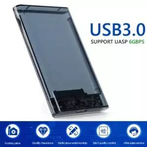 USB 3.0 외장 하드 드라이브 인클로저 2.5인치 SATA to UASP 투명 휴대용 케이스 2TB HDD 무공구 설치