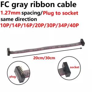 2PCS 1.27MM 피치 남성-여성 FC-6/8/10/16/20/40/50 핀 20/30CM 그레이 플랫 리본 Jtag Isp 다운로드 데이