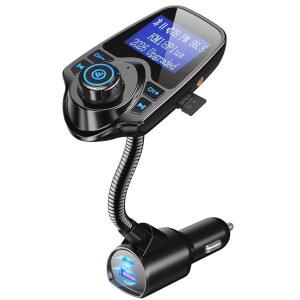 NULAXY 2026 KM18 업그레이드된 48W BLUETOOTH 5.4 카 FM 송신기 고속 충전 PD30W+QC3.0 18W 1.44인치 화면 유연한 구스넥 핸즈프리 통화 및 음악을 위한 라디오 어댑터 BT /FM /AUX /TF 자동차 트럭을 통한 무선