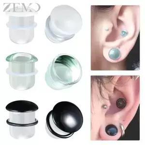 ZEMO 1 PC 펑크 325MM 유리 귀 플러그 및 터널 여성 남성 게 3 색 육체 r Expander 바디 피어싱