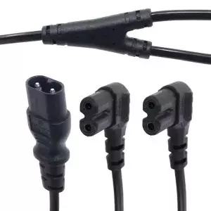 IEC320 C8 2X C7 Y 분할 AC 전원 코드 그림 8 수 2 암 1 입력 출력 케이블 길이=30CM 검정색