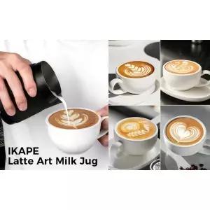 IKAPE 에스프레소 우유 투수 V3 손잡이가 없는 500ml 거품 주전자 날카로운 주둥이가 있는 스팀