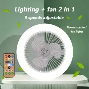 에너지 절약 리모컨 천장 선풍기 램프 무한 조도 조절 E27 베이스 하단 소음 음소거 LED 장식 조명 85265V