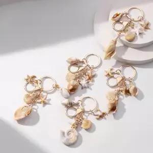 1Pc 해변 불가사리 조가비 껍질 키 체인 가방 자동차 펜던트 가족과 친구를위한 장식