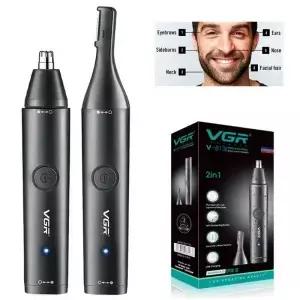 VGR 2in1 남성용 및 여성용 세척 가능한 코 헤어 트리머 수염 전기 귀 청소기 눈썹 페이스 바디 충전식