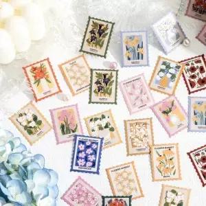 46pcs 꽃 우체국 시리즈 장식 박스 스티커 Scrapbooking 라벨 일기 편지지 앨범 전화 저널 플래너