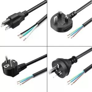 AC 300V 커넥터 전원 케이블 3 프롱 피그 용접 와이어 냉장고 헤어 드라이어 연결 검정색 1.5m 구리