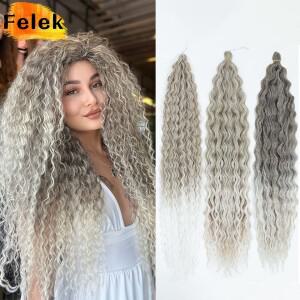 Ariel Curls 헤어 워터 웨이브 트위스트 크로 셰  Afrooki 합성 아프로 컬 옹 브르 블론드 핑크 딥 브레이