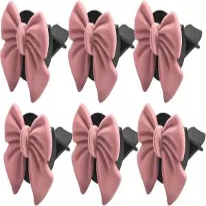 6PCS 보우 카 에어벤트 클립 귀여운 에어프레셔 콘센트 코켓 여성용 유니버설 오토 에어컨 액세서리 핑크