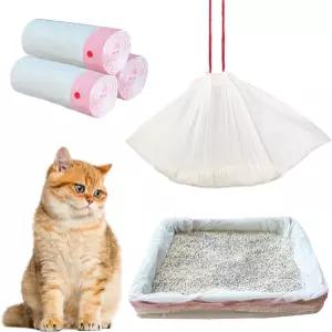 30 카운트 37인치 x 18인치 고양이 쓰레기통 라이너 대형 드로스트링 쓰레기 봉투 애완동물 분홍색 팬