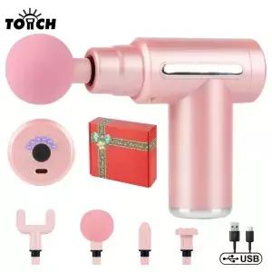 핑크 마사지 건 C타입 충전식 근육 타악기 목 머리 등에 핸드헬드 해머 운동 선수 1 개