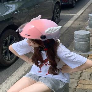 오토바이 헬멧 사계절용 바이크 탈부착 귀마개 무광핑크 짧은 렌즈 프리 사이즈 여성용
