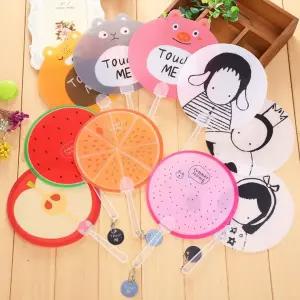 여름 부채 동물 과일 손잡이부채