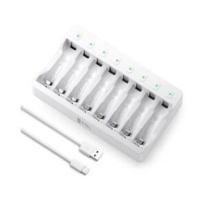 NIMH NICD 충전식 배터리용 EBL 8 BAY AA 배터리 충전기 USB 고속 충전 독립 슬롯 에어소프트 스마트