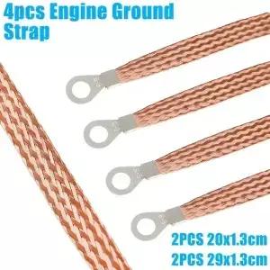 4pcs 엔진 접지 스트랩 구리 케이블 키트 자동차 트럭 바디 프레임 범용 배터리 병렬 수정 라인 와이어