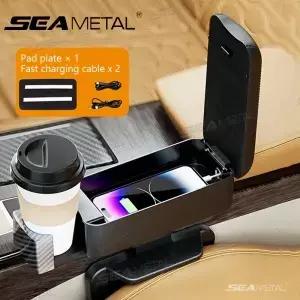SEAMETAL 충전 자동차 팔걸이 보관 상자 조절 가능한 높이 주최자 팔꿈치 지원 패드 센터 콘솔 좌석 갭