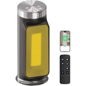 실내 공간을 위한 1500W 스마트 전기 공간 히터 - WiFi / 앱 제어 리모컨 포함 24시간 타이머 가정 사무실 침실 욕실 사용을 위한 5가지 모드