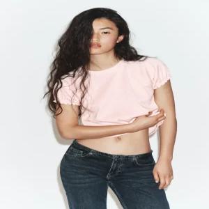 ZARA 러스틱 볼륨 티셔츠 - 화이트 로즈핑크 5039/388/626